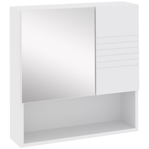 EasyComfort Armadietto Specchiera Bagno, Mobiletto Bagno Pensile con Fissaggio a Muro, 54x15x55cm, Bianco Sale