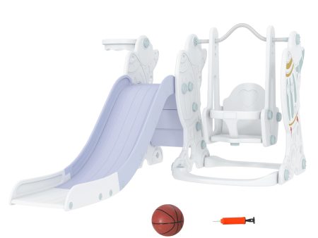 Easycomfort Gioco per Bambini 18-48 Mesi, Set 3 in 1 in Plastica con Altalena, Scivolo e Canestro, 150x185x92 cm, Online