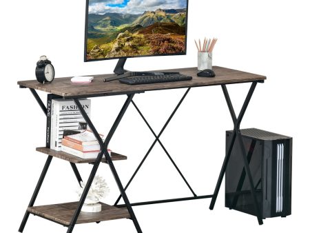 Easycomfort Scrivania con Mensola da Ufficio, Scrivania Porta PC in Stile Industriale, Scrivania per Computer in Legno, Marrone, 120x48x78cm For Discount