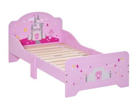 Easycomfort Letto per Bambini con Bordi Rialzati in Legno per Cameretta, Lettino per Bimbi da 3-6 Anni, 143x73x60cm, Rosa Online now