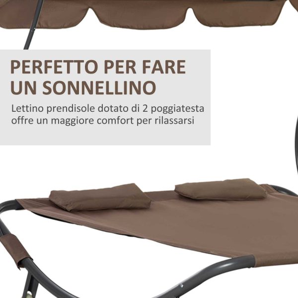 Easycomfort Lettino Matrimoniale 2 Posti Parasole Regolabile da Esterno e Giardino 200x175 x134cm Marrone Sale