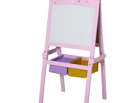 Easycomfort Lavagnetta per Bambini in Legno Rosa con Cavalletto 3 in 1: Lavagna Bianca, Nera e con Rullo Fogli di Carta Online