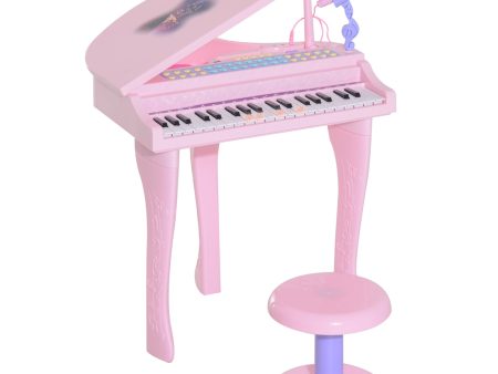 EasyComfort Pianoforte Giocattolo per Bambini , Strumento Musicale Elettrico con 37 Tasti Luminosi, Microfono e Sgabello Inclusi, 48x39x69 cm, Rosa Fashion