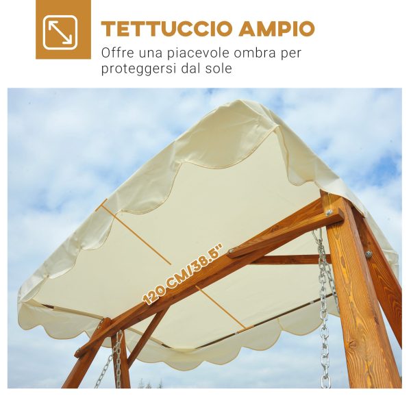 Easycomfort Dondolo da Giardino Stile Classico Legno Massello di Pino Conforme alle Norme di FS Tettuccio Parasole in Tessuto di Poliestere con Rivestimento di PA 162x130x185cm 240kg Online now