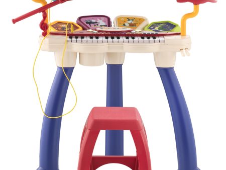 Easycomfort Pianola per Bambini 3-6 Anni con Sgabello, Microfono, Tamburo e Bacchette, in PP e ABS, 74x32.2x71 cm Online now