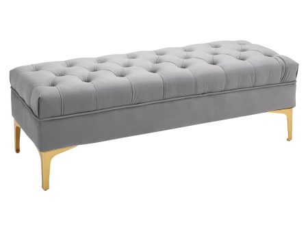 Easycomfort Panca Imbottita Fondoletto in Tessuto Vellutato e Base in Metallo Dorato, 118x45x42cm, Grigio on Sale