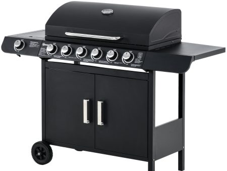 Easycomfort Barbecue a Gas con Coperchio, 7 Bruciatori da 20kW, Fornello Laterale e 2 Ruote, 135x50x100cm Nero Online now