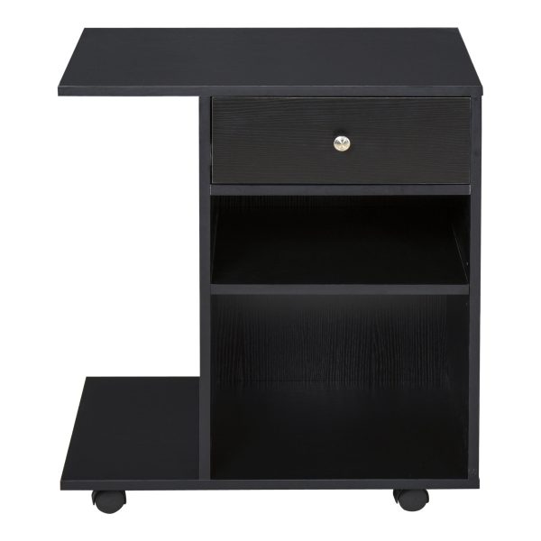 Easycomfort Mobile Porta Stampante in Legno Nero con 1 Cassetto, 2 Ripiani e Mensola CPU, per Ufficio 60x40x68.5cm Cheap