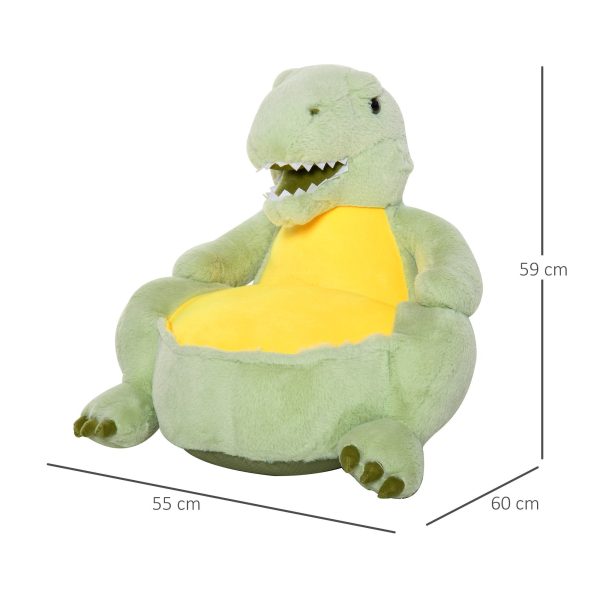 Easycomfort Poltroncina per Bambini Forma Dinosauro in Peluche con Base Antiscivolo, Poltrona per Cameretta Verde 60x55x59cm Online Hot Sale