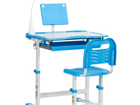 Easycomfort Banco Scuola con Sedia per Bambini 6-12 Anni con Altezza e Inclinazione Regolabile, Blu For Cheap