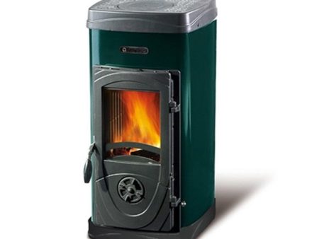 STUFA A LEGNA IN ACCIAIO E GHISA FUOCO CONTINUO LA NORDICA EXTRAFLAME MOD. SUPER JUNIOR 5 KW VERDE Fashion